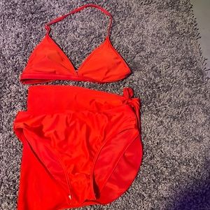 bathing suit set with bottom cover up